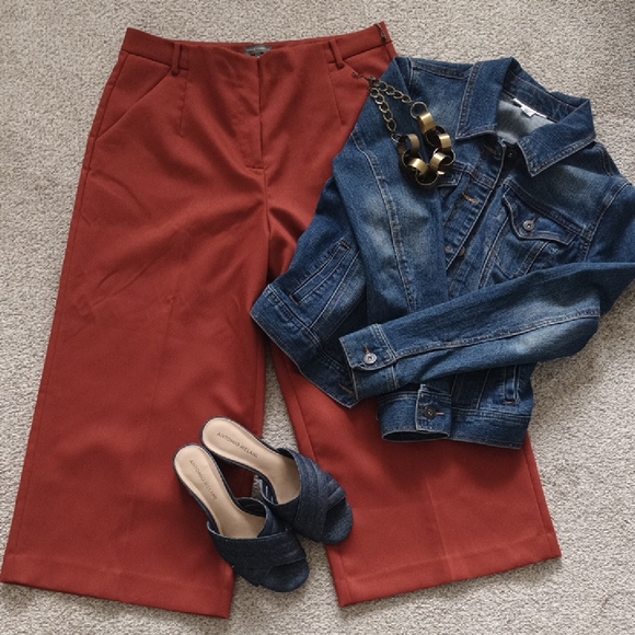 NWT Vince Camuto Wide Leg Culotte Pants Rust Color Size 10 - Picture 1 of 6